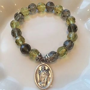 2 for $25 Grey Green Czech Bracelet Saint Nicholas